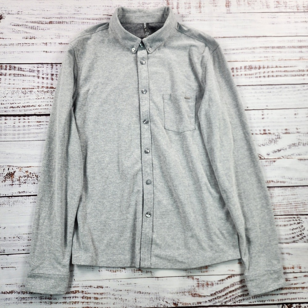 Vuori Ace Button Down Shirt Men's M Light Gray Performance Stretch V185
